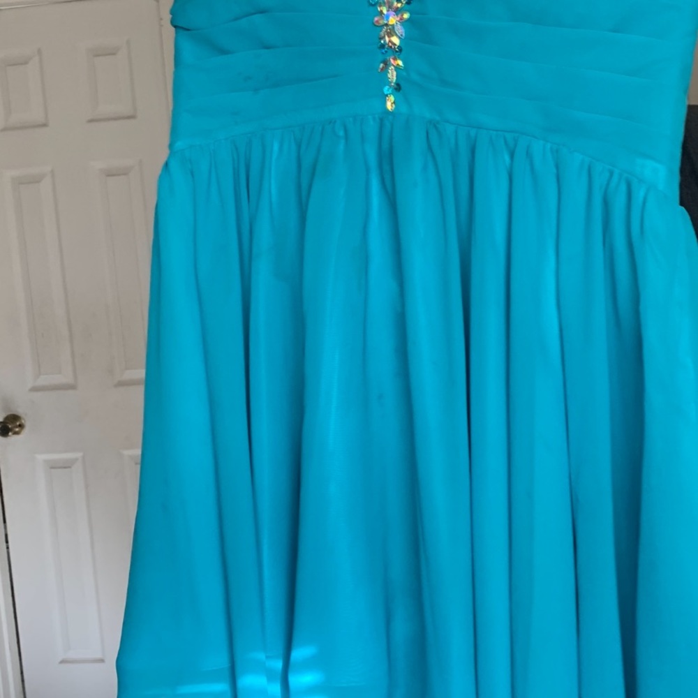 Strapless blue dress